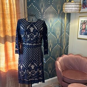 NWT - Elegant Navy Lace Dress